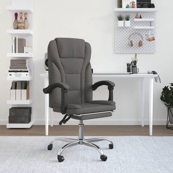 Reclining Office Chair Dark Gray 100% polyester, Metal, Plywood A949-349783