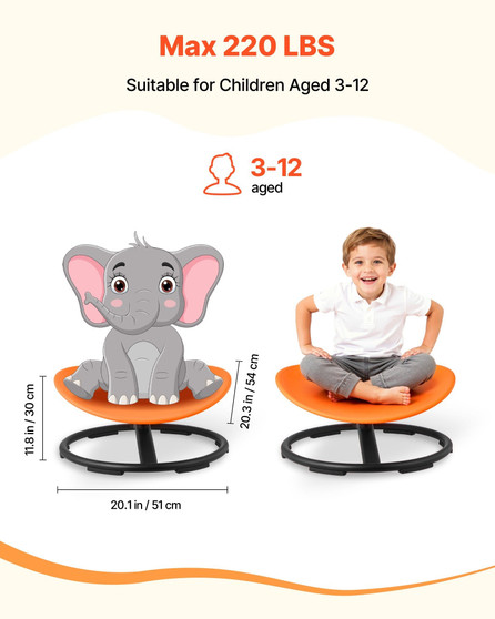 Kids Swivel Chair, 220 lbs Capacity, Sensory Spinning Chair, Autistic Kids Sensory Toy Seat with No E415-ETZYCSYXJS6BIGAUL001V0