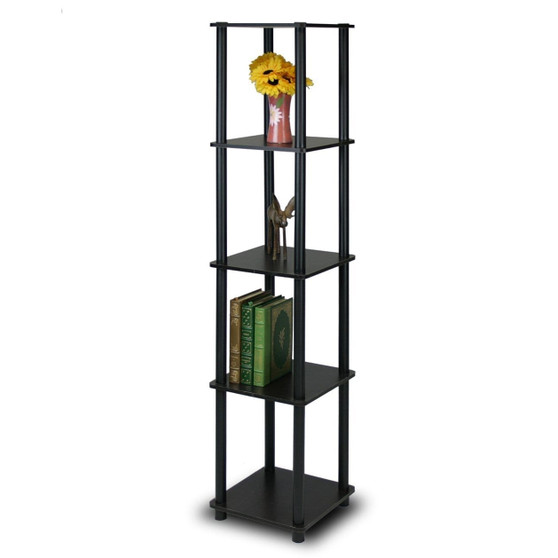 5-Tier Square Corner Display Shelf Bookcase in Espresso/Black Q280-F5TCS205689
