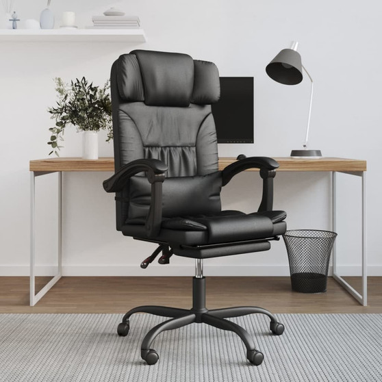 Reclining Office Chair Black Faux Leather A949-349790