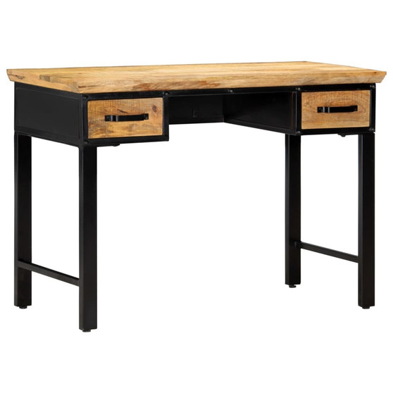 Writing Table Natural and Black Solid Mango Wood, Engineered Wood A949-247758