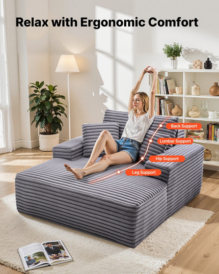 Chaise Lounge Chair, 48 in Boneless Chaise Lounge Indoor, Modern Upholstered Oversized Reading Chai E415-GDSTYXDFYTSQYE335001V0