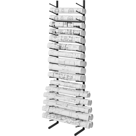 Blueprint Storage Rack, Hanging Poster Display Rack 16-Tier, Vertical Blueprint Roll File Holder 2  E415-LTJJS16CLDS0NSQ0RV0