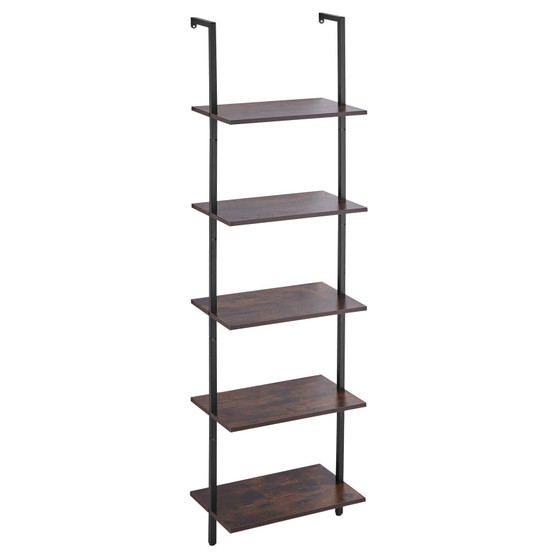 Ladder Shelf, 5-Tier Bookshelf 17.3x11.8in, Open Wall-Mounted Ladder Shelf with Metal Frame,Storage E415-JSGZWJFGHMBHGMXTKV0