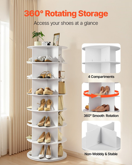 7 Tiers Rotating Shoe Rack Tower, 360?° Spinning Shoe Rack, Revolving Storage Round Carousel Displa E415-XZXJEKWDZ7CSTUC9J001V0