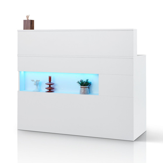 Reception Desk, 47 Inch Rectangular Front Counter Table, Office Reception Desk with LED Light, 2 Dr E415-YBQTJX2CDCCJLMDCYV1