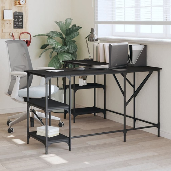 Desk Black Engineered wood Large Adjustable Feet Desk A949-837592