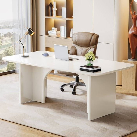 Modern Extra Large Executive Home Office Computer Desk in White Q280-WHYTRVF65842