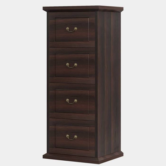 Traditional Vertical File Cabinet in Walnut Wood Finish with 4 Storage Drawers Q280-WALNFJH298943