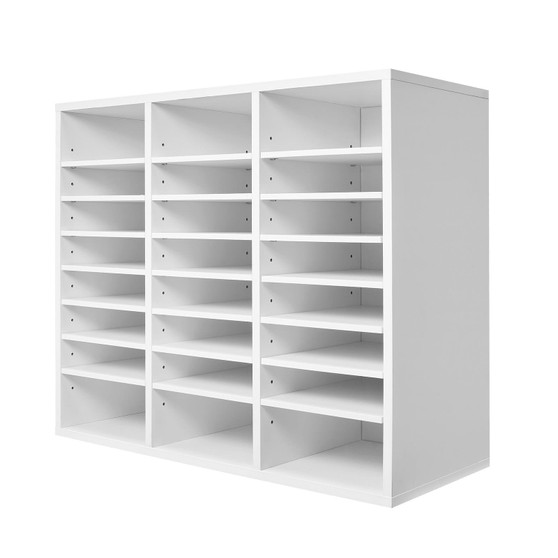 Literature Organizer, 24 Compartments Office Mailbox with Adjustable Shelves, Wooden Mailbox Sorter