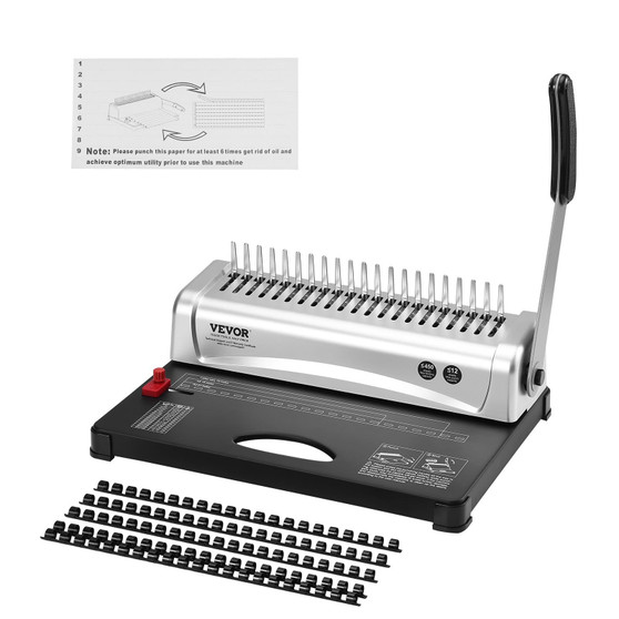 Binding Machine, Comb Binding Machine 21-Holes Binding 450 Sheets, Book Binder Machine with 100 PCS E415-ZDJ20SSSD210BTS1FV0