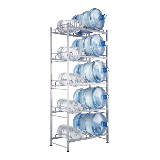 5 Tiers Water Jug Holder, 5 Gallon Water Bottle Holder, Double Row Water Bottle Rack for 10 Bottles