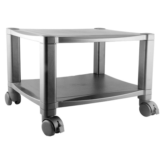 Sturdy 2-Shelf Mobile Printer Stand Cart in Black with Locking Casters Q280-SPS36995