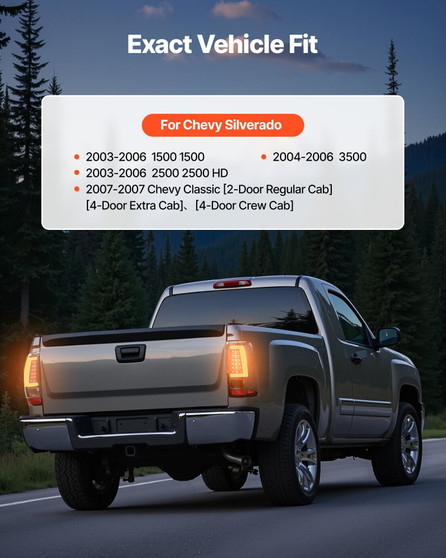 Tail Light Assembly Compatible with 2003-2006 Chevy Silverado 1500 1500 HD 2500 2500 HD 3500, 2007- E415-WDZCXFLSLD15AQLUB001V9