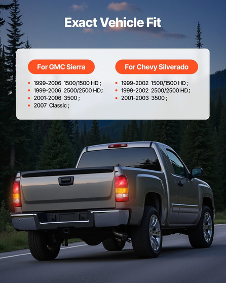 Tail Light Assembly Compatible with 1999-2003 Chevy Silverado 1999-2006 GMC Sierra 1500 1500 HD 250 E415-WDDQXFLSLD157345Z001V0