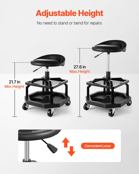  Rolling Shop Stool, Pneumatic Garage Seat/Work Stool with 300 lbs Capacity, Adjustable Height Roll E415-QXGKJXCDDJLGJXPXEV0