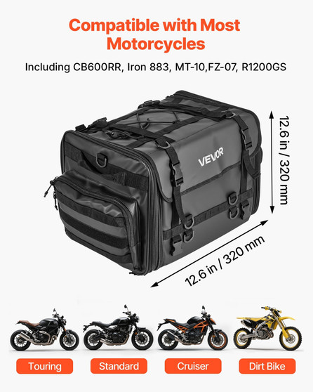 Motorcycle Tail Bag, 40-60 L Expandable Motorcycle Rear Seat Bag with Waterproof Rain Cover, Foldab E415-CWBBL4060L00QEF88003V0
