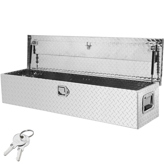 Heavy Duty Aluminum Truck Bed Tool Box, Diamond Plate Tool Box with Side Handle and Lock Keys, Stor E415-LCZXG48X15X1541ZWV0