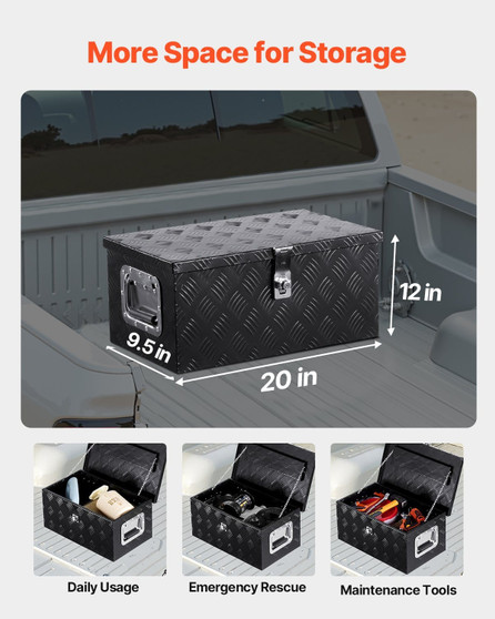 Heavy Duty Aluminum Truck Bed Tool Box, Stripes Plated Tool Box with Side Handle and Lock Keys, Sto E415-LCZXGJX20129GKMR5002V0