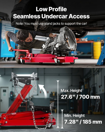 Low Profile Floor Jack, 2200 lbs / 1 Ton Lifting Capacity Telescoping Transmission Floor Jack, 7.28 E415-DWYYQJDHS220DJN5M001V0