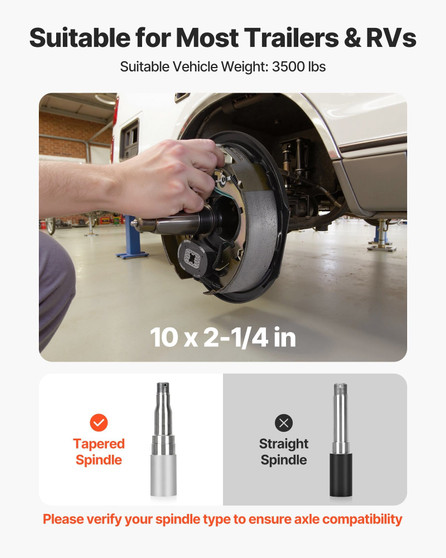 Electric Trailer Brake Assembly, 10 x 2-1/4 Inch, 2 Pairs Self-Adjusting Electric Brakes Kit for 35 E415-TCDZCC10225YF83OC001V9