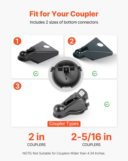 Trailer Lock, Fits 2 & 2-5/16-Inch Straight Tongue Ball Couplers, Heavy Duty Hitch Lock with 3 Key E415-QTSTCTTSPBQX3BMX8001V0