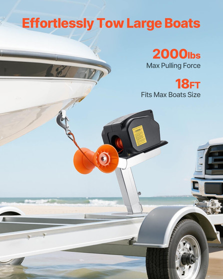 Electric Boat Winch, 12V DC 300W, Reversible Electric Trailer Winch for Boats Up to 2000 lbs, Power E415-DDCYTCJP2000DZXK7001V9