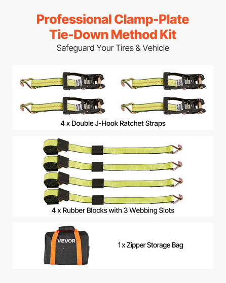 Wheel Chock Tie-Down Kit, Deck-Style Trailer Tie Down Strap, Car Tie Down Kit with J-Hook, Break St E415-CLJGTJ2JBXJX0SH2A001V0