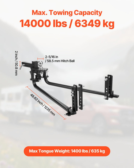 Weight Distribution Hitch, 14000 lbs Max Towing & 1400 lbs Max Tongue, Weight Distributing Hitches  E415-DFYBKZTCG251T2SVO001V0