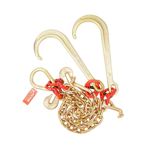 G80 V Bridle Chain, 3/8" x 2' Towing Chain Bridle with 15" J Hooks, T Hooks & Grab Hooks, Heavy Dut E415-RTJGTLMGDX1JBVZY8V0