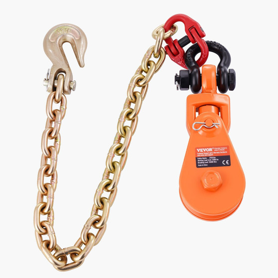 2 Ton Snatch Block with G80 Chain, Swivel Shackle, 3" Sheave for 3/8" Wire Rope, Snatch Block Pulle E415-DLTZQHL4400IX54JIV0