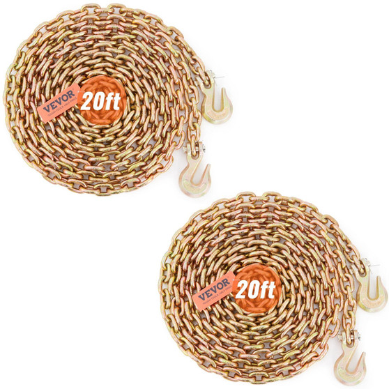 Transport Binder Chain, 4900lbs Working Load Limit, 5/16''x20' G80 Tow Chain Tie Down with Grab Hoo E415-ZGTLJZMGDXZYJQB0WV0