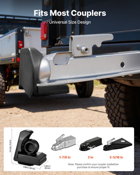 Trailer Hitch Lock, Fits for 1-7/8 in, 2 in, 2-5/16 in Couplers, Heavy-Duty Anti-Theft Trailer Ball E415-SPSOHSLX1782RF6A0001V0