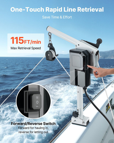 Line Hauler Pot Puller, 12V DC 1200W, Line Hauler Winch Holds 198 lbs Lift Capacity, Line Speed of  E415-DDXJJP100LBS91HL4001V9