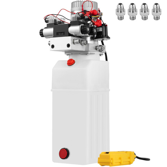 Hydraulic Pump, 8 Quart/2 Gal Double Acting Dump Trailer Pump DC 12V, 3200 PSI Max Relief Pressure, E415-CZYYB8LZZ00423501V0