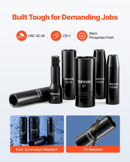 1/2 in Drive Impact Socket Set, 29 Piece, 6 Point Deep Impact Sockets, SAE (3/8 to 1 inch) and Metr E415-CJTTTZCRVCZ240U6O001V0