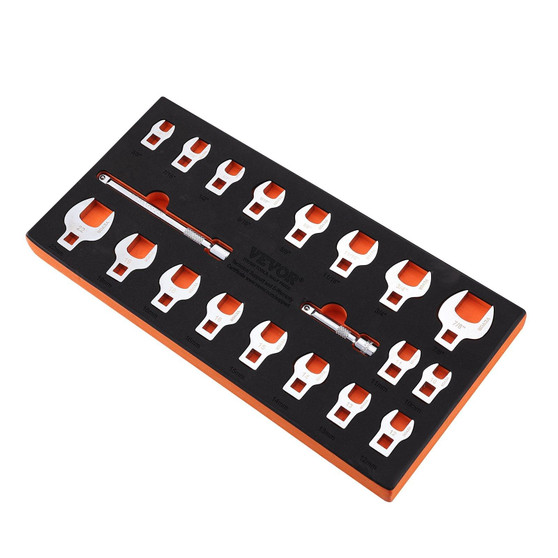 Crowfoot Wrench Set, 3/8" Drive 20-Piece Crows Foot Wrench Set with 2 Extension Bars and EVA Tool O E415-NJBSTZJT3820GGBT3V0