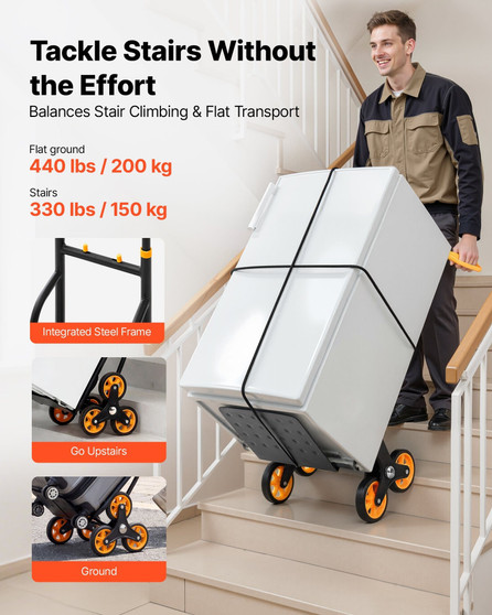 Stair Climbing Cart, 330 lbs Stair-Climbing Capacity, Heavy-Duty Folding Trolley Cart with Telescop E415-ZXTCSPLCFSKHQ06YG001V0