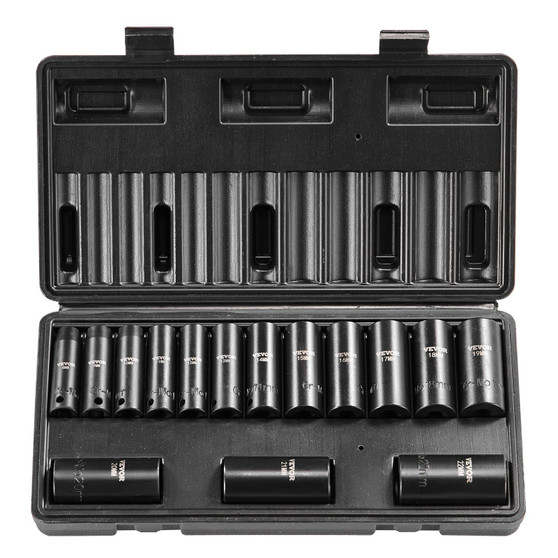 3/8" Drive Impact Socket Set, 15 Piece Deep Socket Set Metric 8-22mm, 6 Point Cr-Mo Alloy Steel for E415-CJTTZJ1CRMO1D0PTUV0