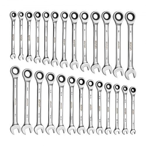 Combination Wrench Set, 26-Piece SAE and Metric, 72 Teeth, Cr-V Steel Ratcheting Wrench Set, with R E415-ZXBSTZGDS26P9018R001V0
