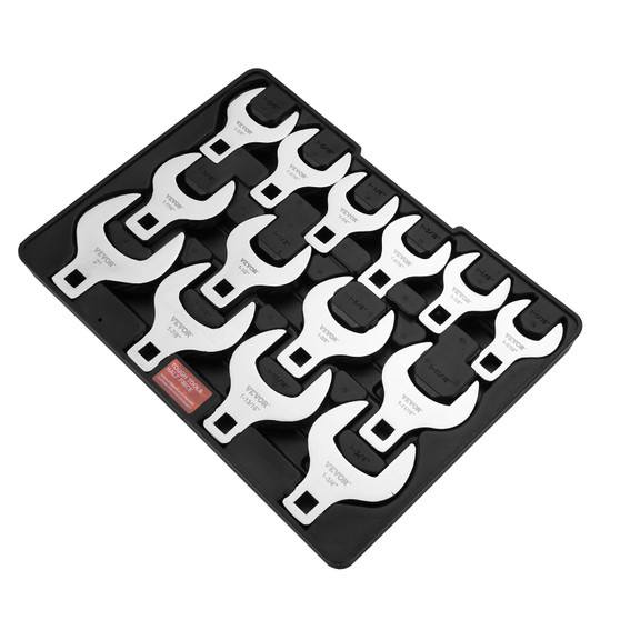 Crowfoot Wrench Set, 1/2" Drive 14-Piece SAE (1-1/16" - 2") Crows Foot Wrench Set with Storage Tray E415-NJBSTZJT1214TFIT9V0