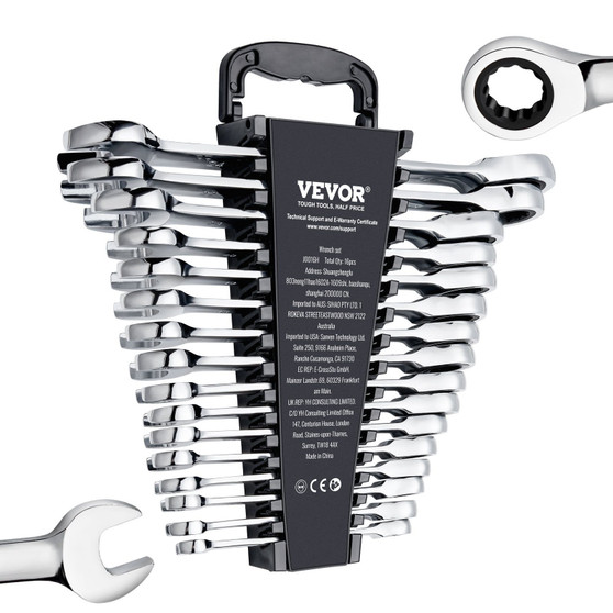 Combination Wrench Set, 16-Piece Ratcheting Wrench Set with Organizer Rack, Cr-V Steel Wrench Set M E415-ZXBSTZGDK16PX3TR1V0