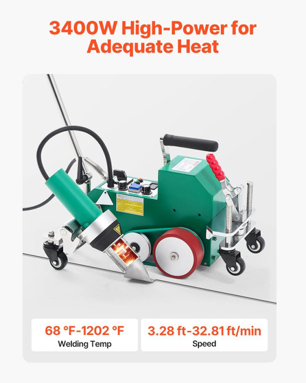 Roofing Hot Air Welder, 3400W 220V High Power Plastic PVC TPO Welding Machine - 1.57in Welding Widt E415-WMRFHJJ5060H8D0W6001V4