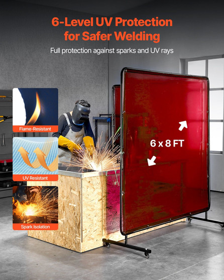 2PCS Welding Curtains, 6 x 8FT Welding Screen Curtain, Flame-Resistant Vinyl Safety Protective Scre E415-DMPF2JZ68FTWX6VDE001V0