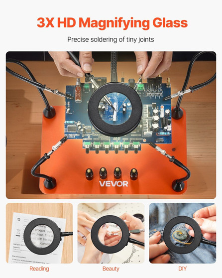 Magnetic Helping Hands Soldering Station, 4 Flexible Arms Third Hand Soldering Tool, with 3X LED Ma E415-FZSHJZ4GFZS4APD39001V9
