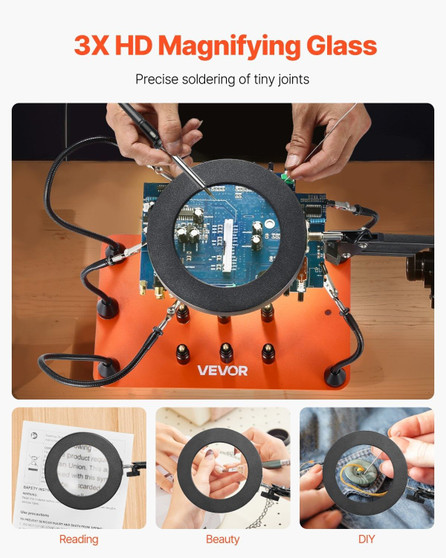 Magnetic Helping Hands Soldering Station, 2-In-1 Third Hand Soldering Tool - 3X LED Magnifying Lamp E415-FZSHJZ5GFZS66QYKI001V9