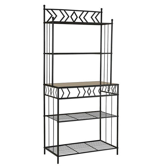 Kitchen Bakers Rack in Black Metal with Marble Finish Top Q280-FTBMGSKB1988791