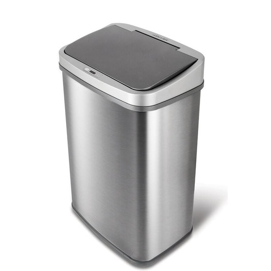 Grey 13-Gallon Stainless Steel Kitchen Trash Can with Motion Sensor Lid Q280-GRWQ7134