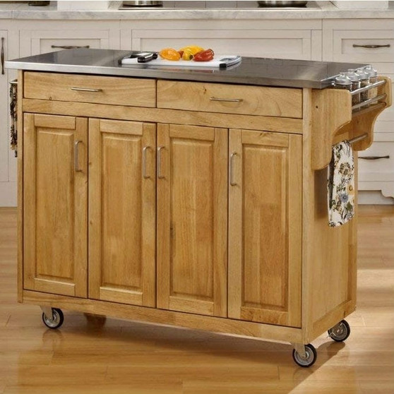 Stainless Steel Top Wooden Kitchen Cart Island with Casters Q280-HSCKFNB1362841