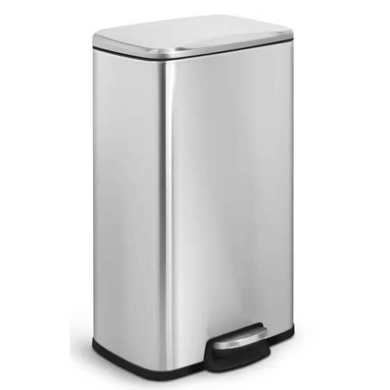 8-Gallon Stainless Steel Kitchen Trash Can with Step-on Lid Q280-ETGLSVTC57395814